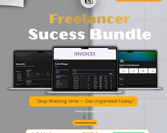 Freelancer Bundle | CRM Tracker + Invoice Manager + Project Manager | Notion Template 2026 (Instant Download)
