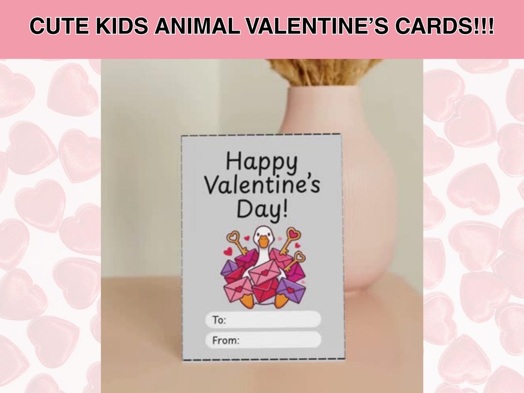 Animal Val Card for Kids | Editable Printable Classroom Valentine ...