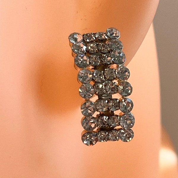 Vintage Rhinestone Earrings for Pierced Ears   Upcycled diamante crystal earrings silver tone  Great for weddings or parties!