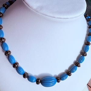 Vintage Turquoise and Black Beaded Necklace