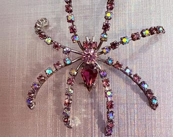 Spilla Ragno Con Cristalli Viola - Accessorio Gioiello Animali E Insetti