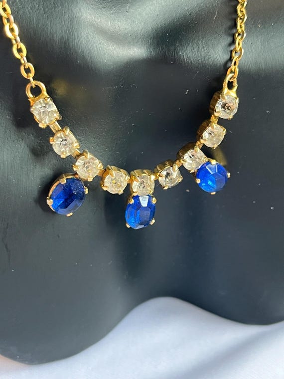 Blue diamante choker deals
