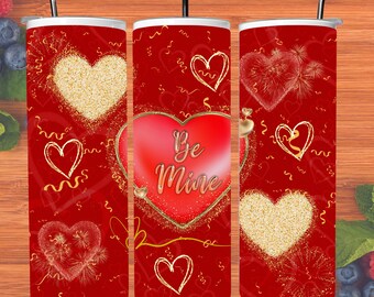 Paquete de envoltorios para vasos con forma de corazón de San Valentín / PNG con purpurina roja y dorada (descarga digital)