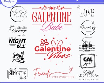 Paquete de archivos SVG para despedida de soltera, SVG para el Día de la Amistad para Cricut, PNG para sublimación de salida nocturna de chicas, grupo de amigas, descarga digital instantánea.