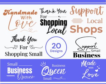 Paquete de archivos SVG para pequeñas empresas, SVG para apoyar a las tiendas locales para Cricut, PNG hecho con amor para sublimación, descarga digital para propietarios de pequeñas empresas.
