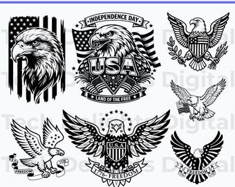 Paquete de archivos SVG del águila estadounidense de moda, PNG patriótico 1776-2026, diseños del 250 aniversario de Estados Unidos, espíritu de veterano militar, archivos de corte del 4 de julio.