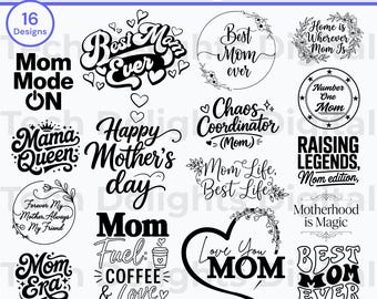Cute Mom SVG Bundle, Trendy Mama Queen Svg for Cricut, Retro Mom Era Png Sublimation, Motherhood Magic Cut Files, Instant Digital Download