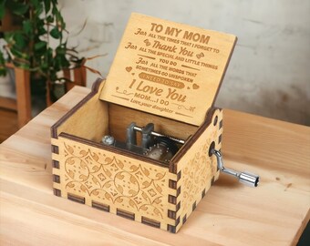 To My Mom Music Box, Handmade Wooden Music Box For Mom, Engraved Wooden Music Box, Wooden Music Box, Mother’s Day Gift, Vintage Music Box