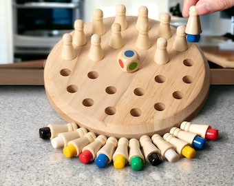 Puzzle che utilizzano un memory stick in legno, tavolo da gioco a colori per scacchi, giocattoli per l'apprendimento delle capacità cognitive dei bambini, giocattoli educativi Montessori