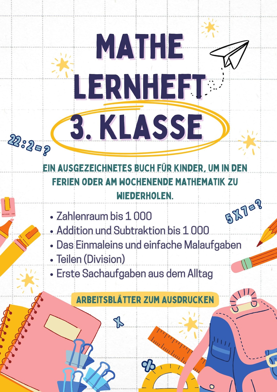 Mathe Lernheft 3. Klasse PDF | Zahlen Bis 1000, Plus, Minus, Mal