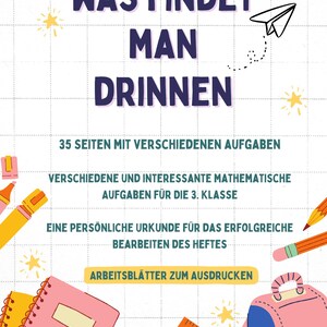 Mathe Lernheft 3. Klasse PDF / Zahlen bis 1000, Plus, Minus, Mal & Teilen / 35 Arbeitsblätter mit Urkunde imagen 3