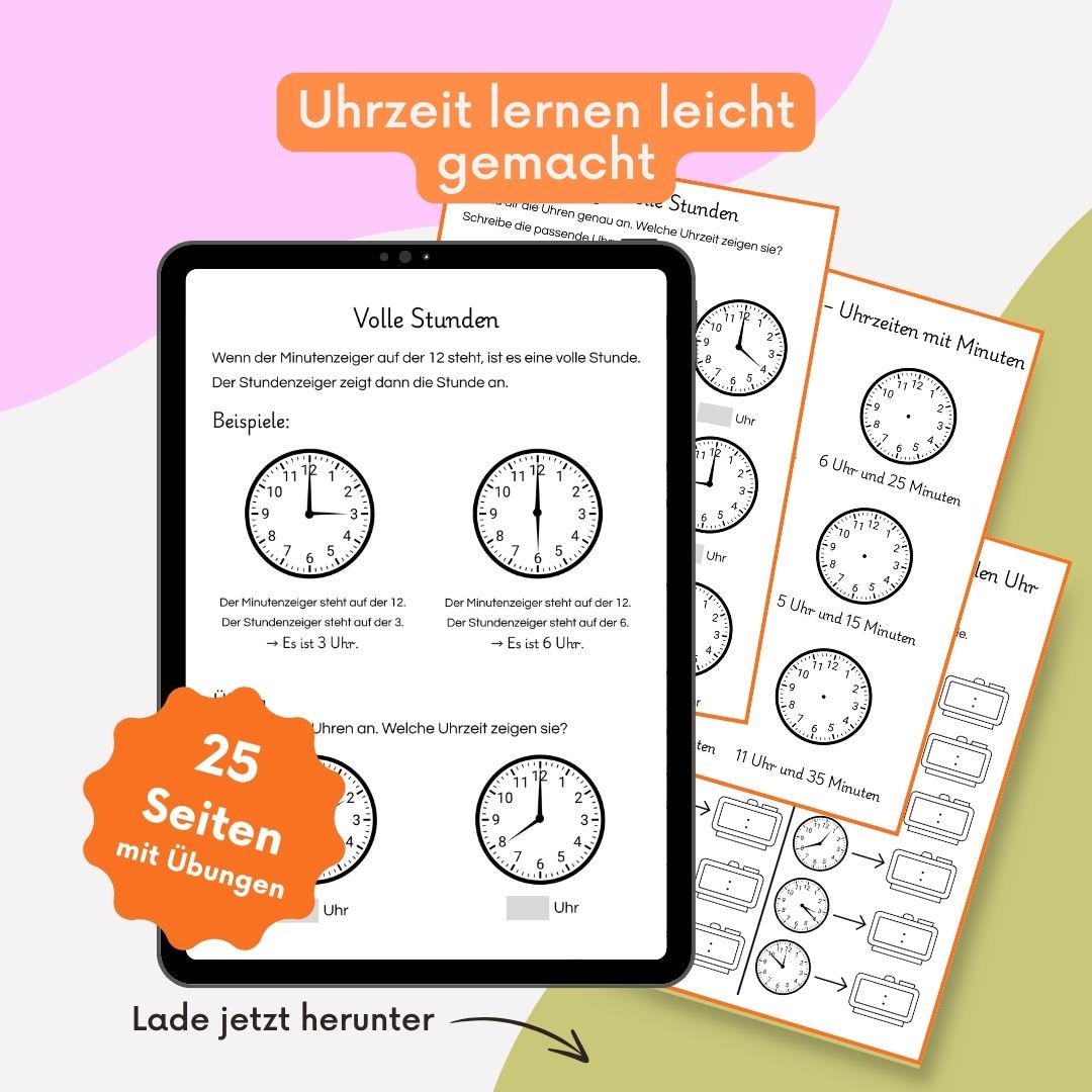 Uhr Lesen Lernen – 25 Arbeitsblätter Für Die Grundschule | Analog