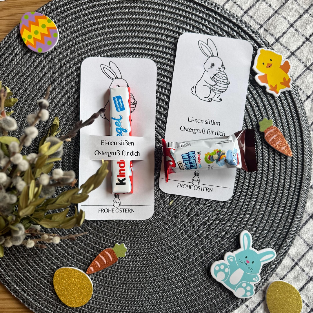 Easter Candy Card Printable | English & German | Bunny Treat Holder ...
