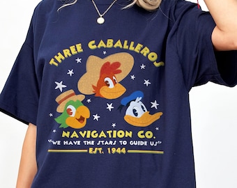 Maglietta carina Three Caballeros Navigation Co, maglietta dei personaggi Disney The Three Caballeros, maglietta per le vacanze in famiglia a Disneyland