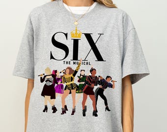 Maglietta Six The Musical Faceless Queens, t-shirt con grafica minimalista, regalo per gli appassionati di teatro di Broadway
