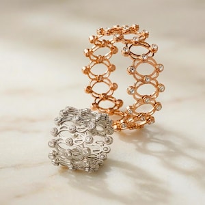 Sterling Silver Convertible Ring Bracelet | CZ Lattice Design | Birthday Gift| Anniversary Gift For Women