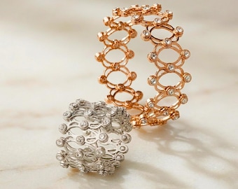 Sterling Silver Convertible Ring Bracelet | CZ Lattice Design | Birthday Gift| Anniversary Gift For Women