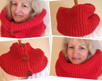 Chunky Knit Cowl Easy Knitting Pattern Digital PDF