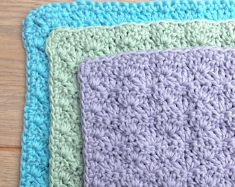 Shell Stitch Wash Cloth Crochet Pattern Digital PDF / Clear Instructions with Photos