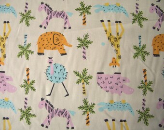 Cotton Fabric Fat Quarter Jungle Wild Animal Light Lemon for Quilting Sewing Crafts