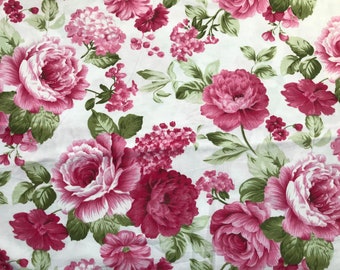 Pink Rose Cotton Fabric Fat Quarter for sewing craft patchwork quilting