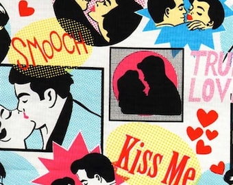 Comic Strip Cotton Fabric Fat Quarter Retro Lovers by Timeless Treasures for sewing quilting craft patchwork