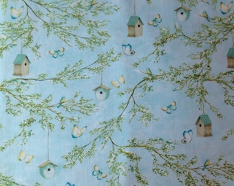 Birdhouse Cotton Fabric Fat Quarter by Wilmington for sewing dressmaking crafts patchwork