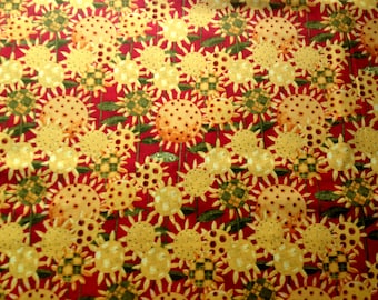 Patchwork Sunflowers Cotton Fabric Fat Quarter by Clothworks for Craft Sewing Quilting