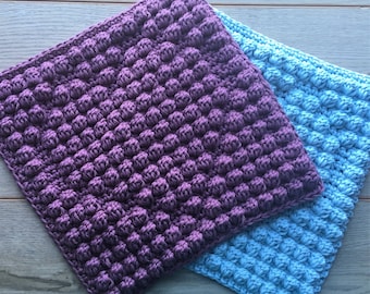 Crochet Pattern Bobble Heart Wash Cloth Digital PDF for Valentines Day Wedding Anniversary