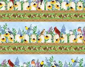 Cotton Fabric Fat Quarter Berry Patch Stripe by Jane Maday for Wilmington 60 x45cm for quilting patchwork sewing crafts