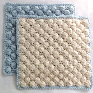 Crochet Pattern Bobble Stitch Wash Cloth Digital PDF image 1