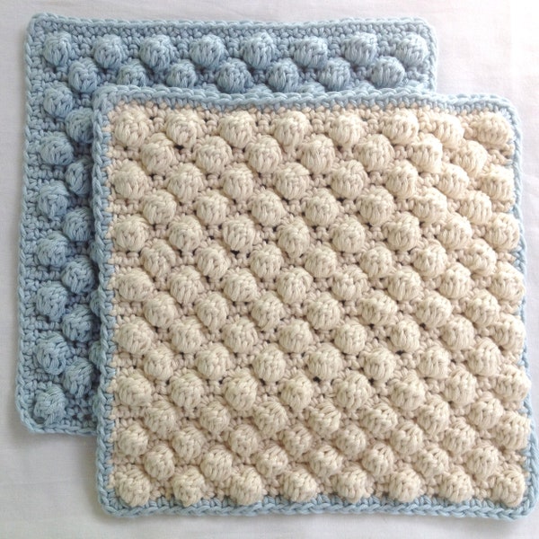 Crochet Pattern Bobble Stitch Wash Cloth Digital PDF