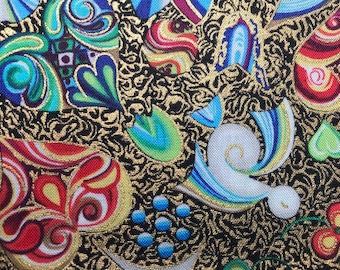 Holiday Doves Cotton Fabric Fat Quarter by Hoffman for quilting sewing patchwork craft