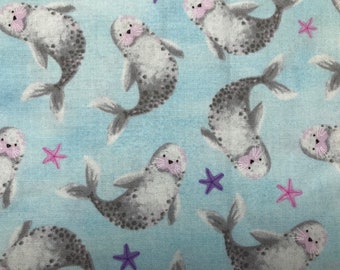 Grey Seals Cotton Fabric Fat Quarter by Timeless Treasures for quilting sewing patchwork crafts