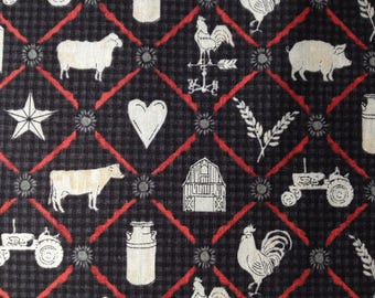 Cotton Fabric Farm Animal in Black 80cm from the Farm to Table Collection by Windham Fabrics