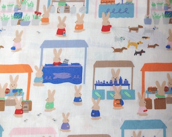 Market Bunnies Cotton Fabric Fat Quarter by Dear Stella for Quilting Craft Patchwork Sewing