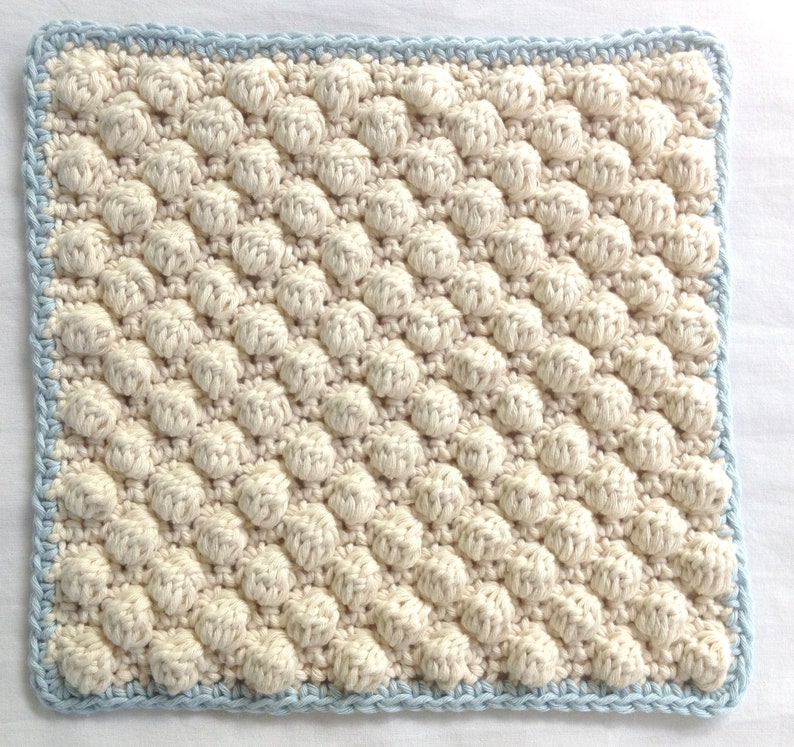 Crochet Pattern Bobble Stitch Wash Cloth Digital PDF image 2