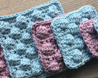 Crochet Pattern Face Scrubbies Bobble Stitch Digital PDF 3 Sizes
