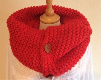 Chunky Cowl Knitting Pattern Digital PDF / Easy Beginner Scarf Pattern / Clear Instructions with Photos