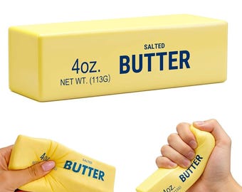 Realistic Salted Butter Squishy Toy | 4oz Slow Rising Fidget Desk Accessory