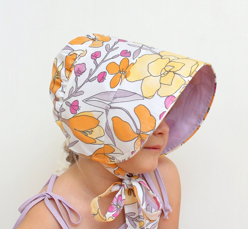 Baby Girls Sun Hat Floral Reversible Etsy
