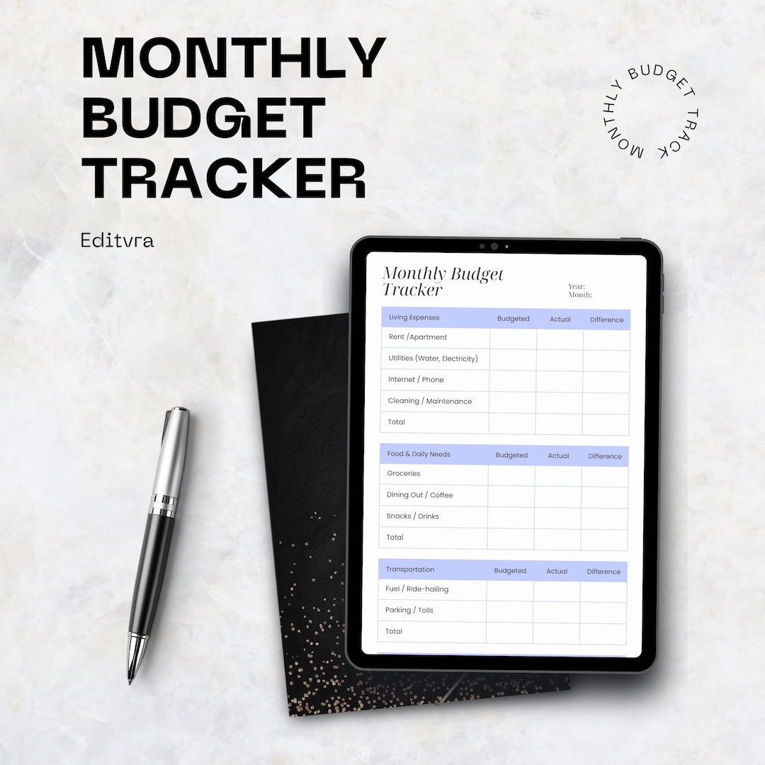 Editable Monthly Budget Planner – Printable, Digital Canva Template (A4 ...
