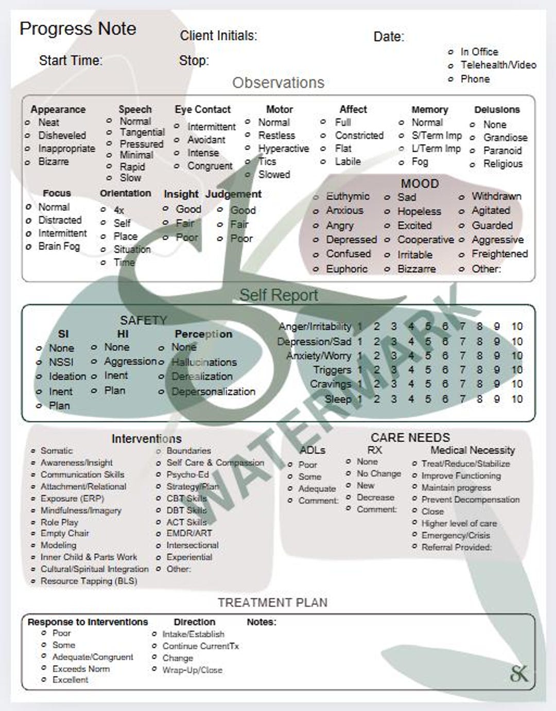 Progress Note Template | Trauma-informed, Integrative Clinical ...