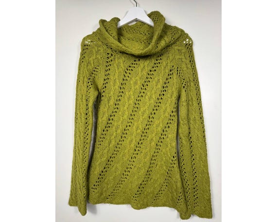 Marlboro, Vintage Marlboro Classics Strickpullover L Grün 90er Oversize Rollkragen Grobstrick