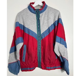 Vintage 90er Windbreaker Jacke Oversize M Retro Colorblock Streetwear Festival Übergangsjacke