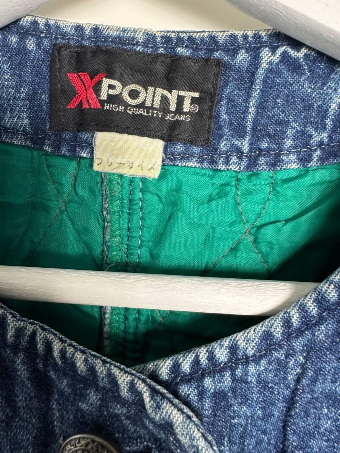 Vintage Cropped Jeansjacke 90er Steppjacke Denim Blau Damen X-Point, foto 3 di 4
