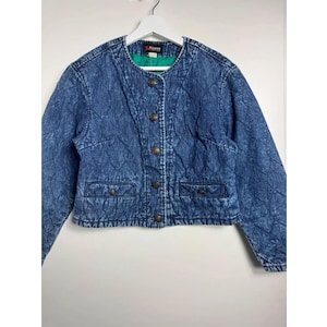 Vintage Cropped Jeansjacke 90er Steppjacke Denim Blau Damen X-Point