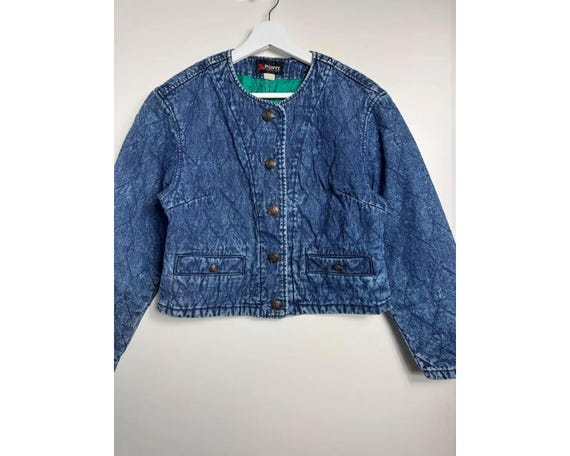 Vintage Cropped Jeansjacke 90er Steppjacke Denim Blau Damen X-Point