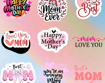Moederdag PNG-bundel, sticker Groovy Mom, sublimatie-illustraties (digitale download)