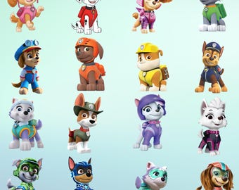 Paw Patrol Rescue Pups PNG-bundel – actiepersonages, heldenclipart (digitale download)